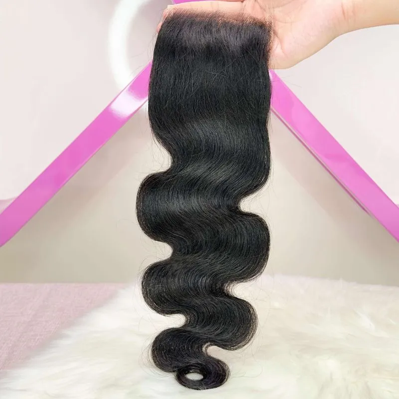 4x4 Skinlike Real HD Lace Frontal Body Wave  0.14mm Ultra Thin Invisible Lace Pre-plucked Clean Natural Hairline Skin Melt Swiss Lace Frontal Piece Natural Black  12-22 inch