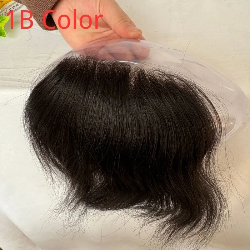 4# Brown Men's PU Human Hair Hairline 7x16 CM 100% Real Human Hair V Loop Frontal Toupee Hairlinr Full PU Thin Skin Male Replacement Hair Patch