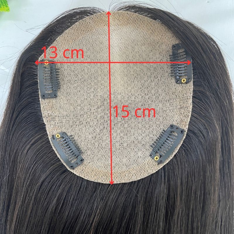 13x15cm Silk Base16inches Length Skin Topper Real Human Hair 4 Clips In Hair Topper Virgin Hairpiece Natural Black For Women