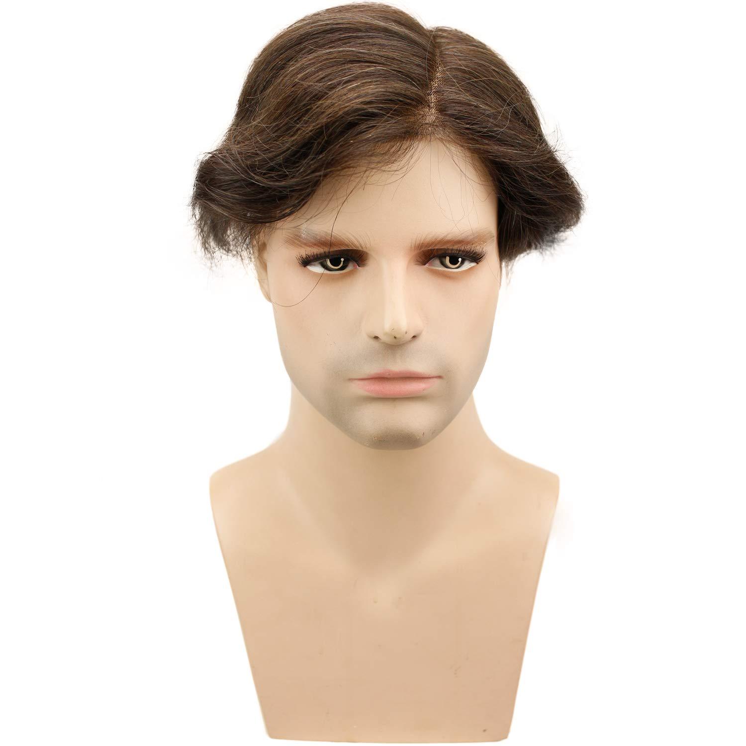 Best Hair Replacement 100%Human Hair with French Lace  8”X10" Hairpiece For Men#21 Ash Blonde Color