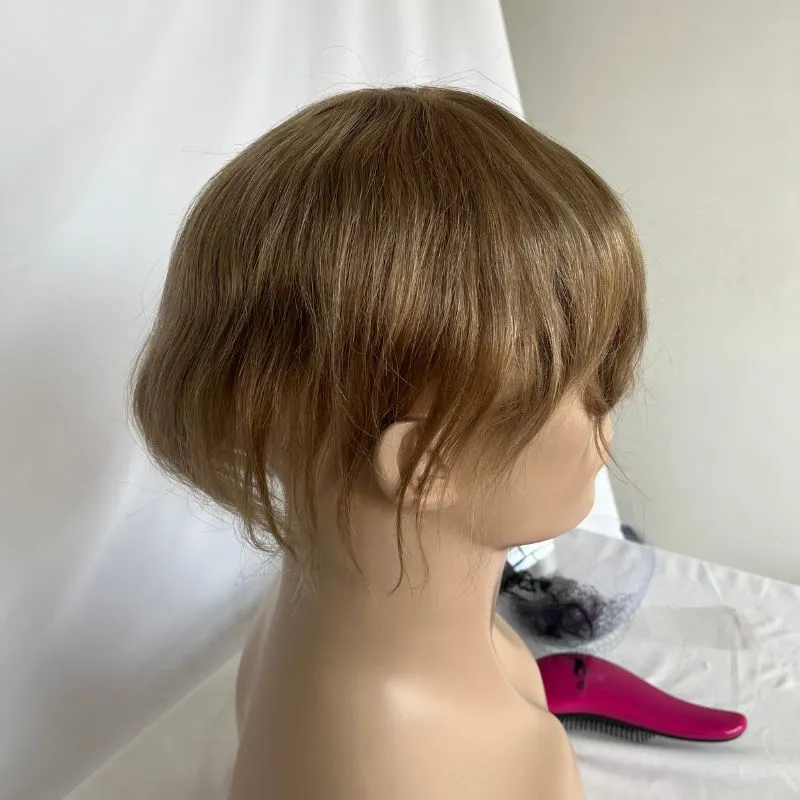 Best Hair Replacement 100%Human Hair with French Lace  8”X10" Hairpiece For Men#21 Ash Blonde Color