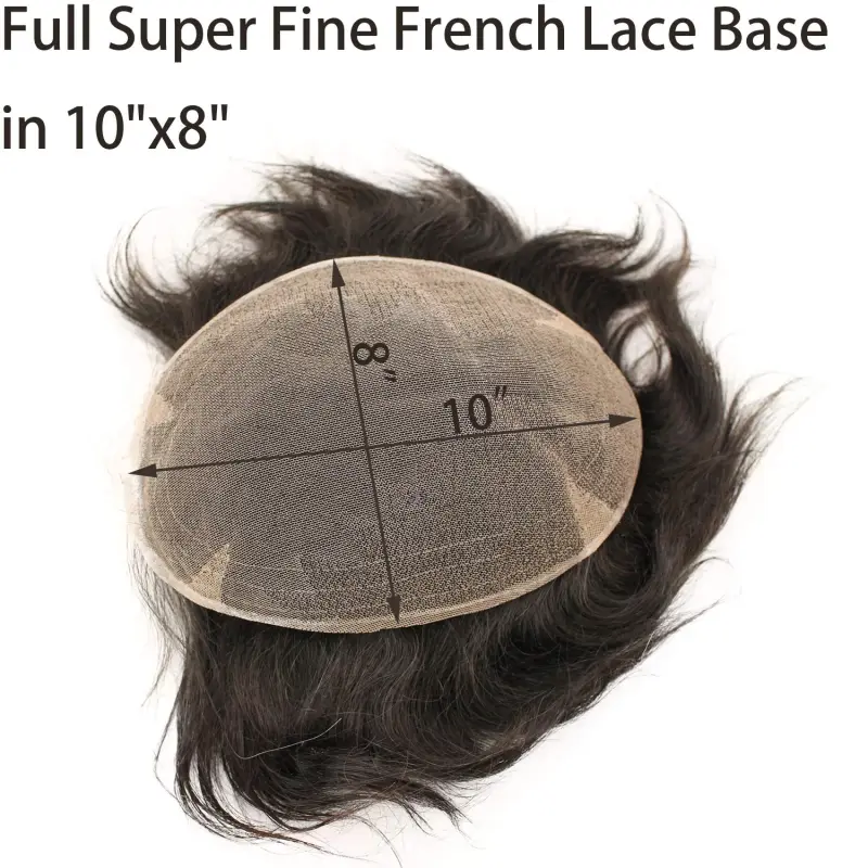 Toupee for Man 100% European Human Hair Replacement Full French Lace  8”X10" Hairpiece For Men 18# Color