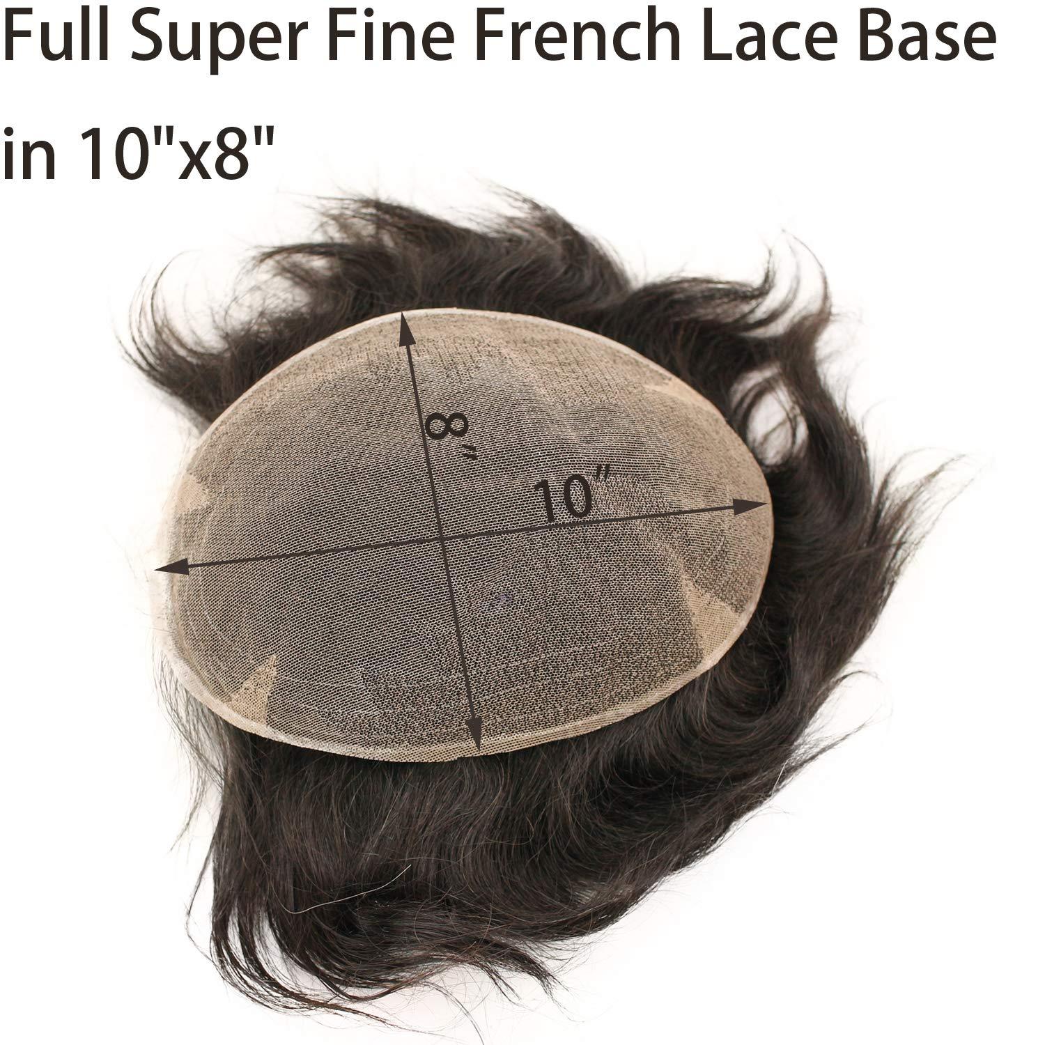 Toupee for Man 100% European Human Hair Replacement Full French Lace  8”X10" Hairpiece For Men 18# Color
