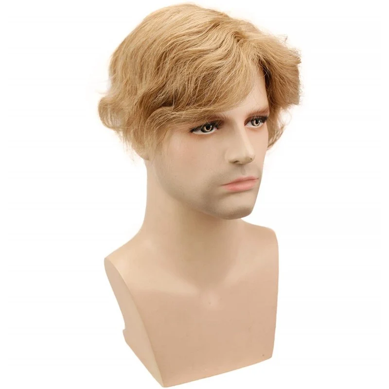 Best Hair Replacement 100%Human Hair with French Lace  8”X10" Hairpiece For Men#21 Ash Blonde Color