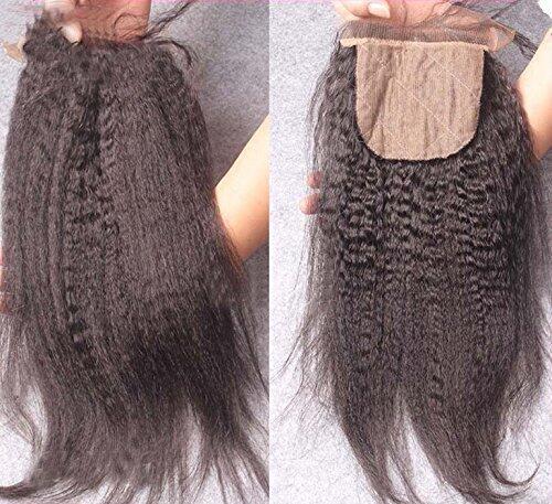 Silk Base Top Closure Bleached Knots 100% Brazilian Virgin Human Hair  4x4  Closure Kinky Straight Silk Base Closure Free Part Natural Color