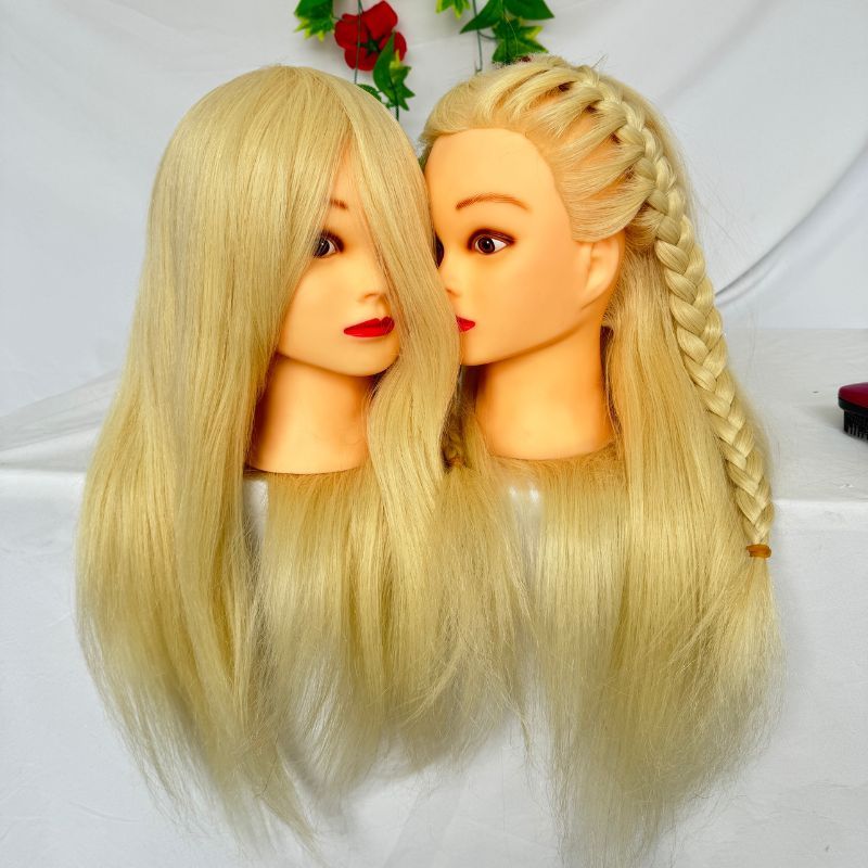 Female Mannequin Head with 613 Blonde Hair 60% Real Human 20inch Long Hair Doll Mannequin Head For Practicing Braiding Hair  Manikin Head Wigs Practice Head Model