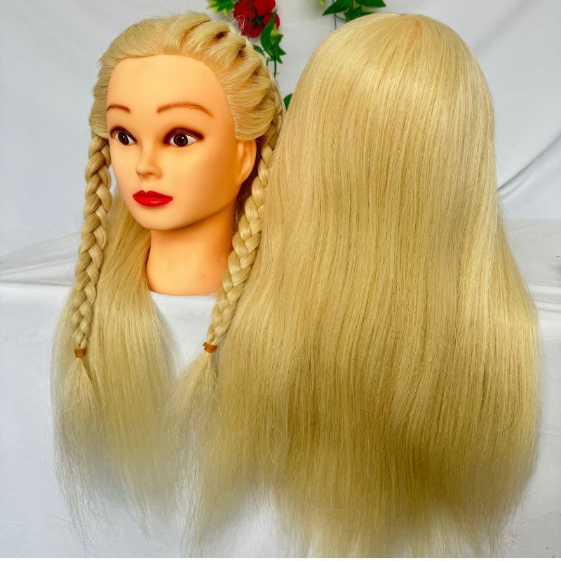 Female Mannequin Head with 613 Blonde Hair 60% Real Human 20inch Long Hair Doll Mannequin Head For Practicing Braiding Hair  Manikin Head Wigs Practice Head Model