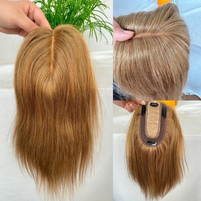 7 x13CM Silk Base Closure 8 Color Women Toupee Hair Toppers 100% Human Thinning Hairpieces Clip in Remy Hair System 12 Inch