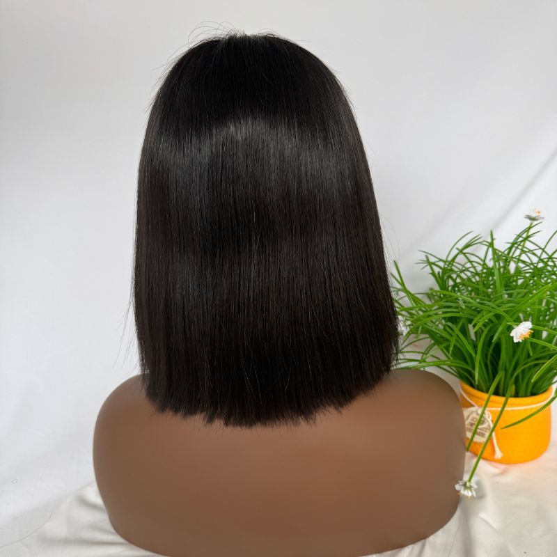2x6 Lace Bob Wigs Straight 200% Density 12 Inch Short Bob Wig Lace 12A Top Grade Human Hair Wigs Natural Color
