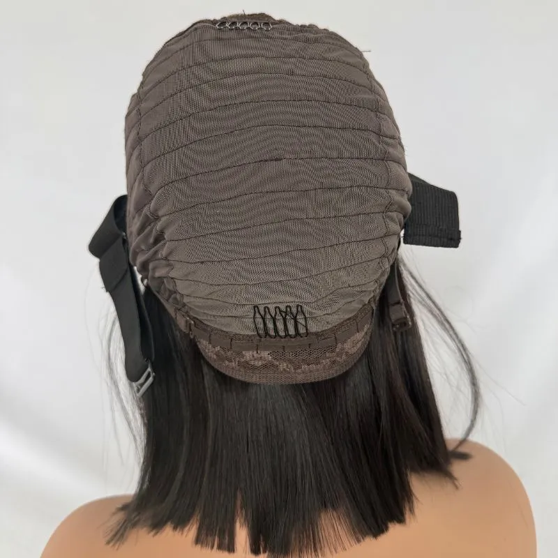 2x6 Lace Bob Wigs Straight 200% Density 12 Inch Short Bob Wig Lace 12A Top Grade Human Hair Wigs Natural Color