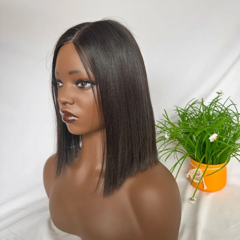 2x6 Lace Bob Wigs Straight 200% Density 12 Inch Short Bob Wig Lace 12A Top Grade Human Hair Wigs Natural Color