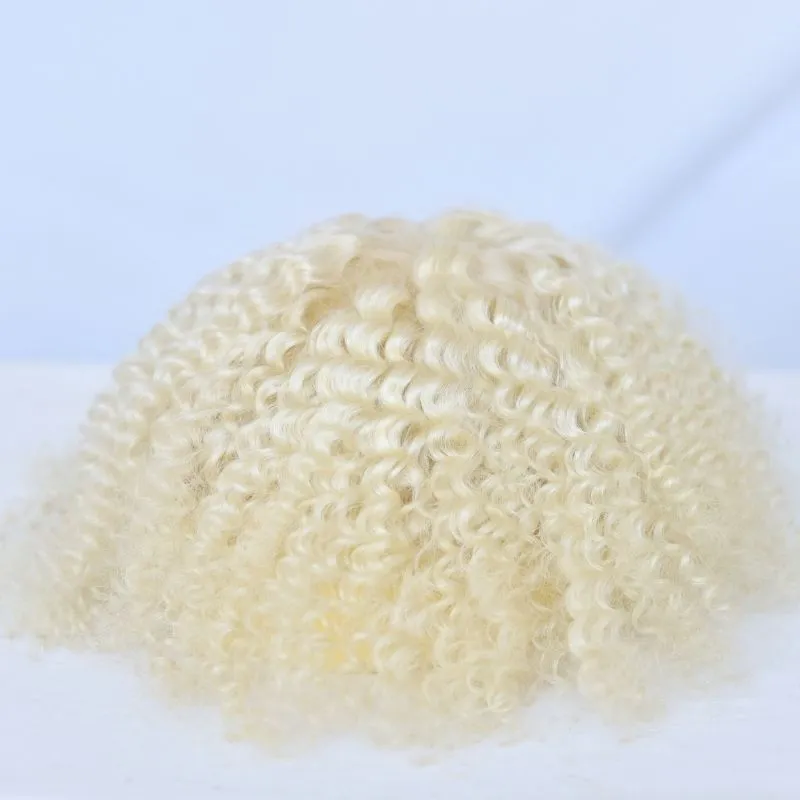 360 Wave Kinky Curly 100% European Human Hair Full French Lace Cap Toupee for Men White Color Hair System 8x10 Hair Replacement