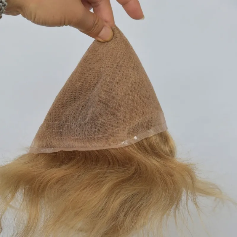 Best 8x10 Men Toupee Full French Lace Cap  Hair Replacement 100% European Human Hair #18 Brown Blonde Color Hairpiece For Men
