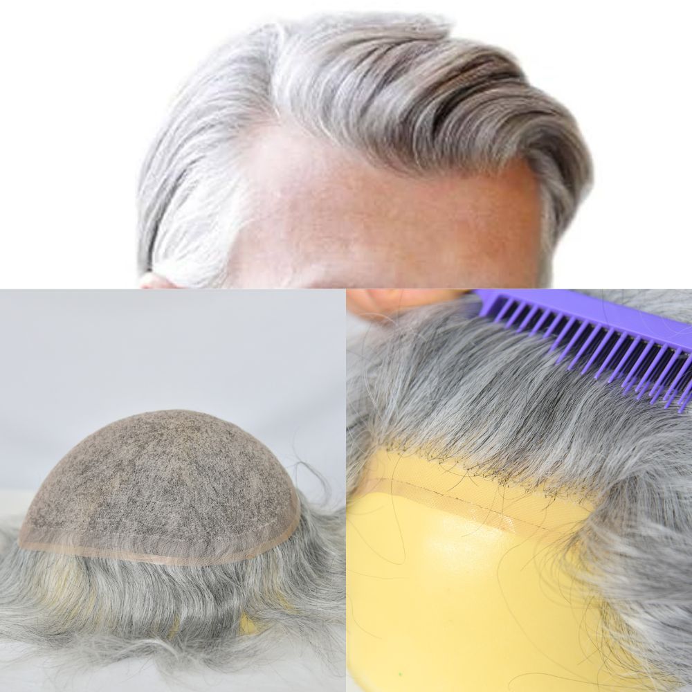 Best 8x10 Men Toupee Full French Lace Cap  Hair Replacement 100% European Human Hair #18 Brown Blonde Color Hairpiece For Men