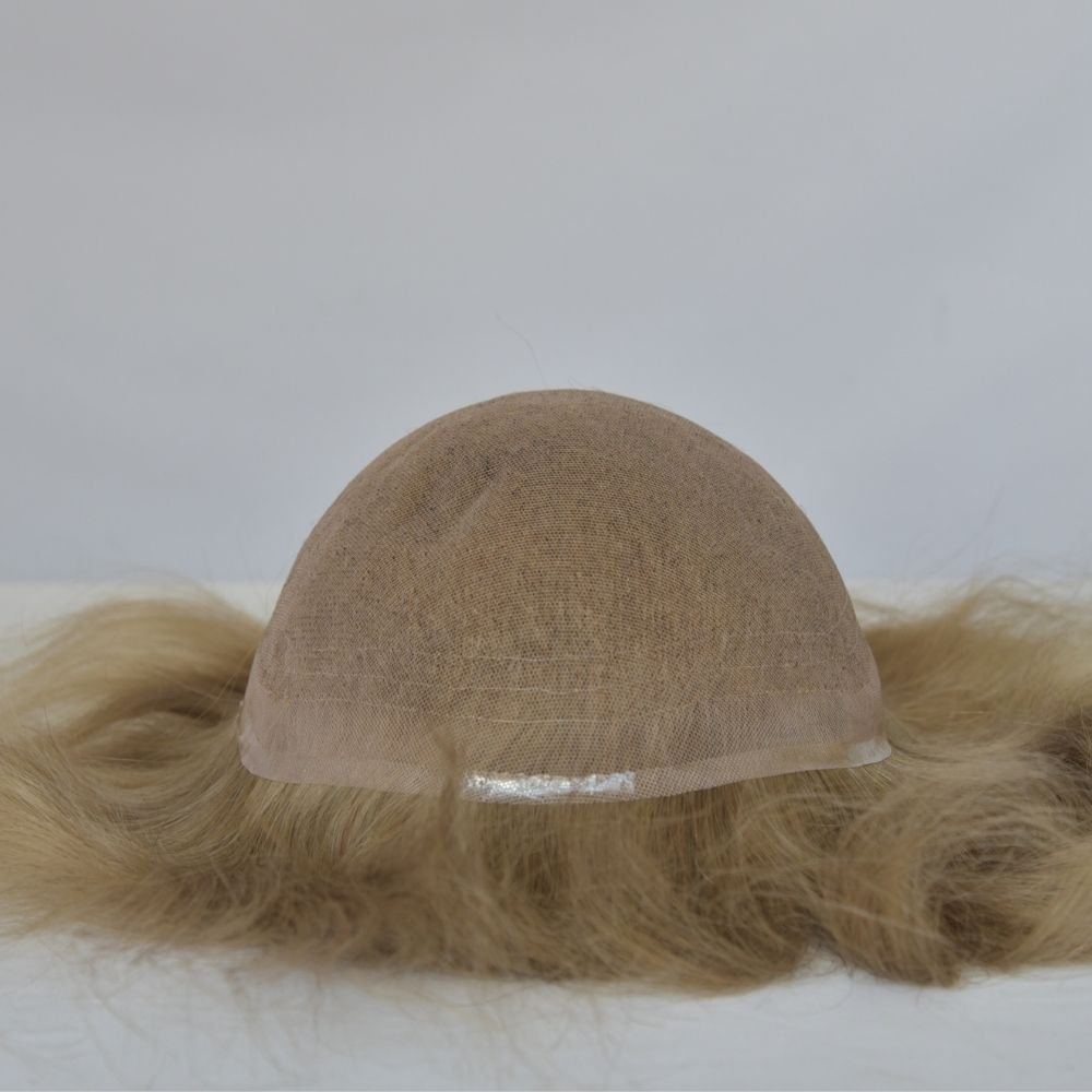 Best 8x10 Men Toupee Full French Lace Cap  Hair Replacement 100% European Human Hair #18 Brown Blonde Color Hairpiece For Men
