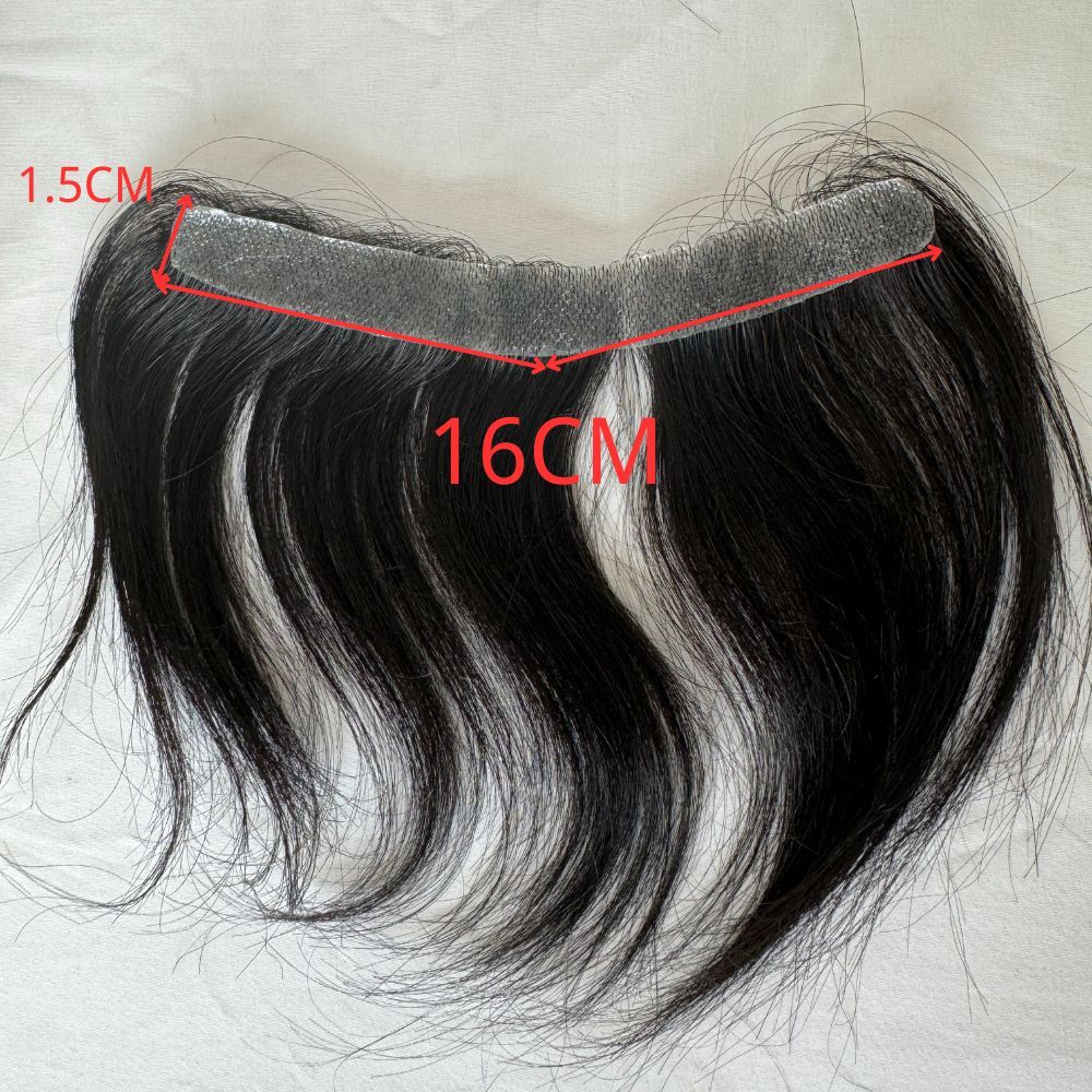 Natural Black  Human Hair Hairline 100% Real Human Hair V Loop Frontal  Full PU Ultra Thin Skin Hair Replacement Forehead Prosthesis 6 Inch