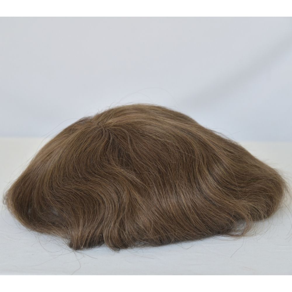 Best Hair Replacement 100%Human Hair with French Lace  8”X10" Hairpiece For Men#21 Ash Blonde Color