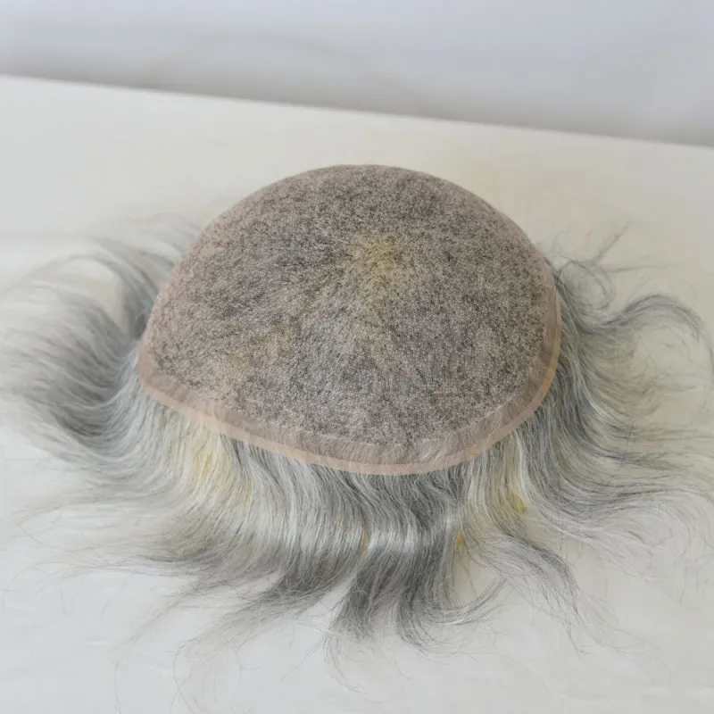 Best Hair Replacement 100%Human Hair with French Lace  8”X10" Hairpiece For Men#21 Ash Blonde Color