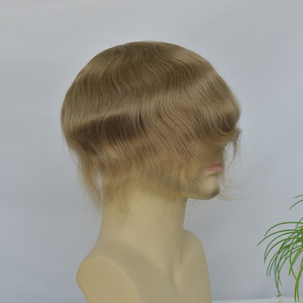 Best 8x10 Men Toupee Full French Lace Cap  Hair Replacement 100% European Human Hair #18 Brown Blonde Color Hairpiece For Men