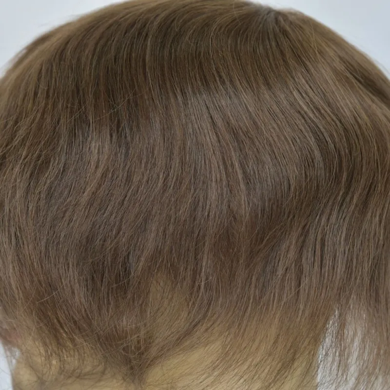 Best Hair Replacement 100%Human Hair with French Lace  8”X10" Hairpiece For Men#21 Ash Blonde Color