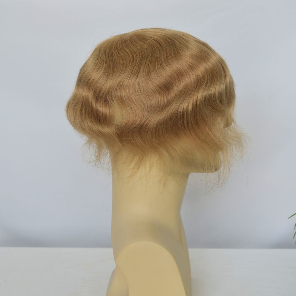 Best 8x10 Men Toupee Full French Lace Cap  Hair Replacement 100% European Human Hair #18 Brown Blonde Color Hairpiece For Men