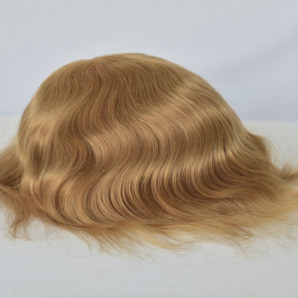 Best 8x10 Men Toupee Full French Lace Cap  Hair Replacement 100% European Human Hair #18 Brown Blonde Color Hairpiece For Men