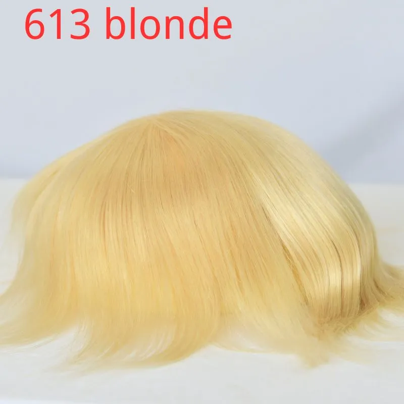 Best 8x10 Men Toupee Full French Lace Cap  Hair Replacement 100% European Human Hair #18 Brown Blonde Color Hairpiece For Men