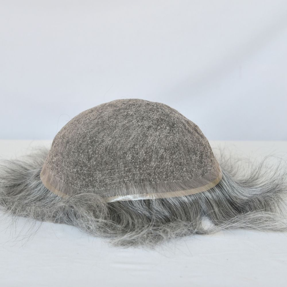 Best Hair Replacement 100%Human Hair with French Lace  8”X10" Hairpiece For Men#21 Ash Blonde Color