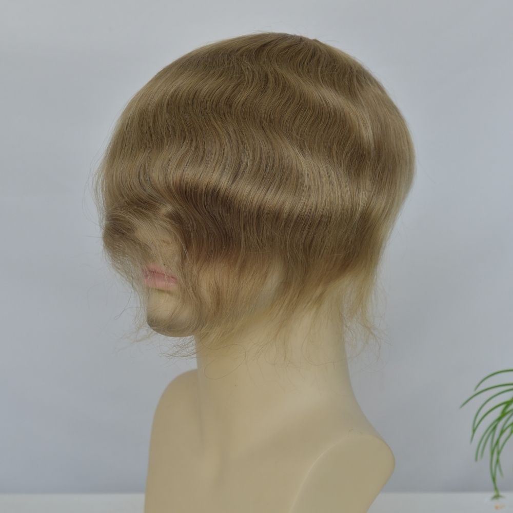 Best 8x10 Men Toupee Full French Lace Cap  Hair Replacement 100% European Human Hair #18 Brown Blonde Color Hairpiece For Men