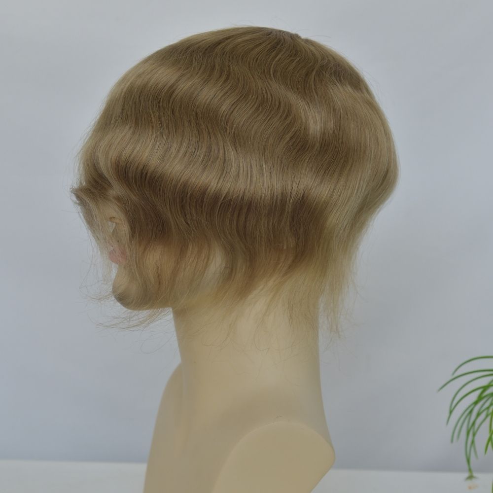 Best 8x10 Men Toupee Full French Lace Cap  Hair Replacement 100% European Human Hair #18 Brown Blonde Color Hairpiece For Men