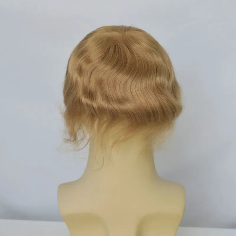 Best 8x10 Men Toupee Full French Lace Cap  Hair Replacement 100% European Human Hair #18 Brown Blonde Color Hairpiece For Men