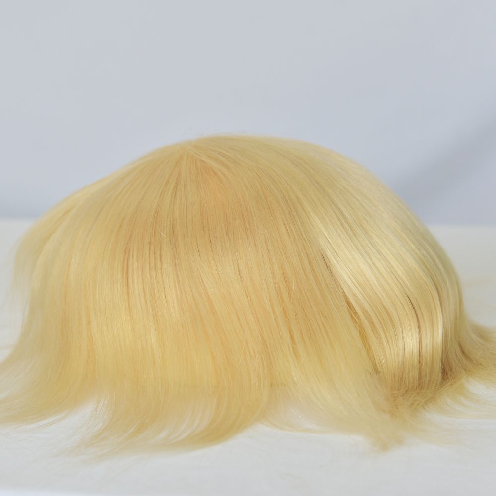 Best 8x10 Men Toupee Full French Lace Cap  Hair Replacement 100% European Human Hair #18 Brown Blonde Color Hairpiece For Men