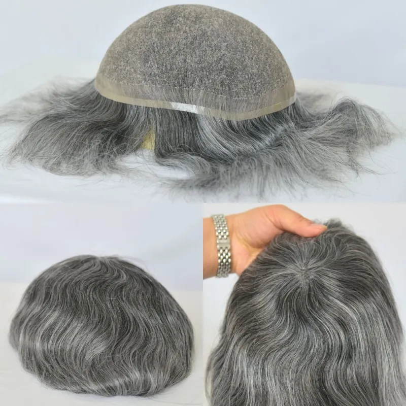 Best 8x10 Men Toupee Full French Lace Cap  Hair Replacement 100% European Human Hair #18 Brown Blonde Color Hairpiece For Men