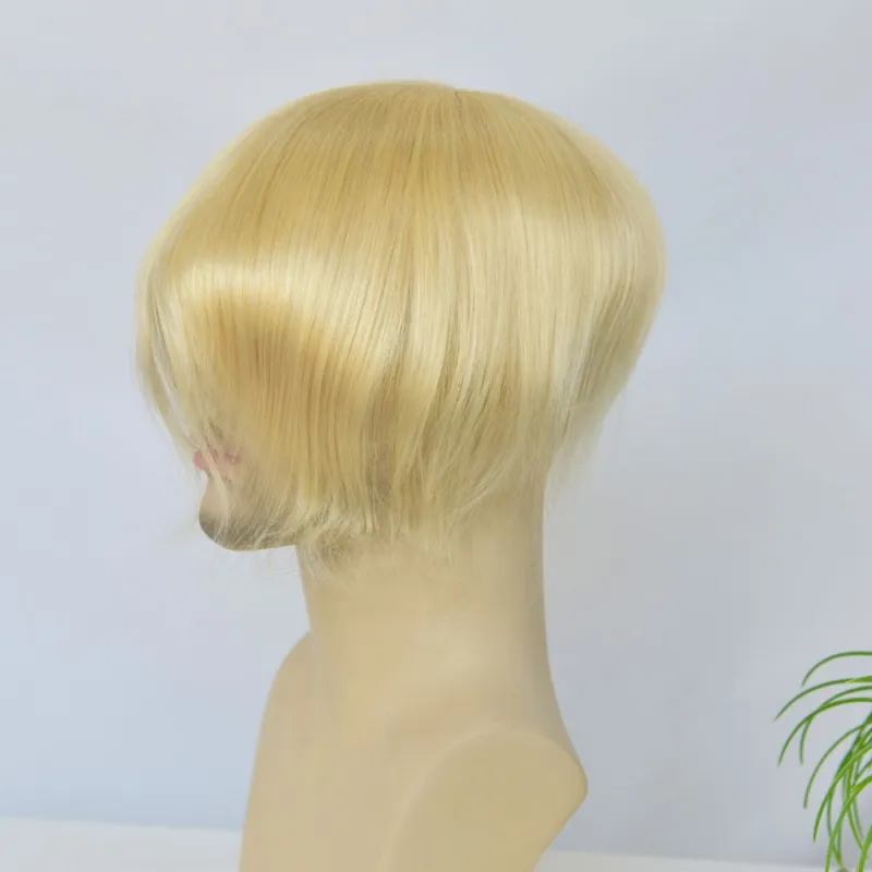 Best 8x10 Men Toupee Full French Lace Cap  Hair Replacement 100% European Human Hair #18 Brown Blonde Color Hairpiece For Men