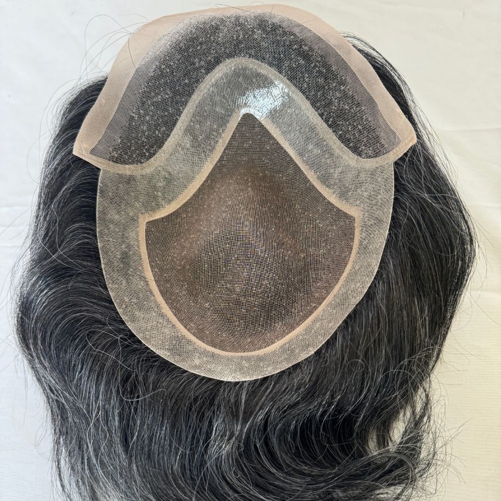 Toupee 100% Human Hair Super Swiss Lace European  Hair Mono Lace with PU Hairpiece Replacement System for Men 8X10 Inch