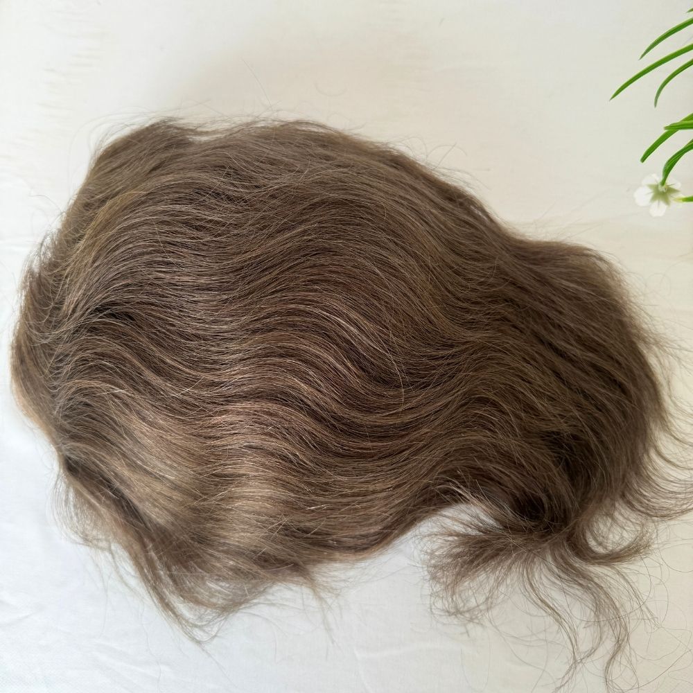 Toupee 100% Human Hair Super Swiss Lace European  Hair Mono Lace with PU Hairpiece Replacement System for Men 8X10 Inch