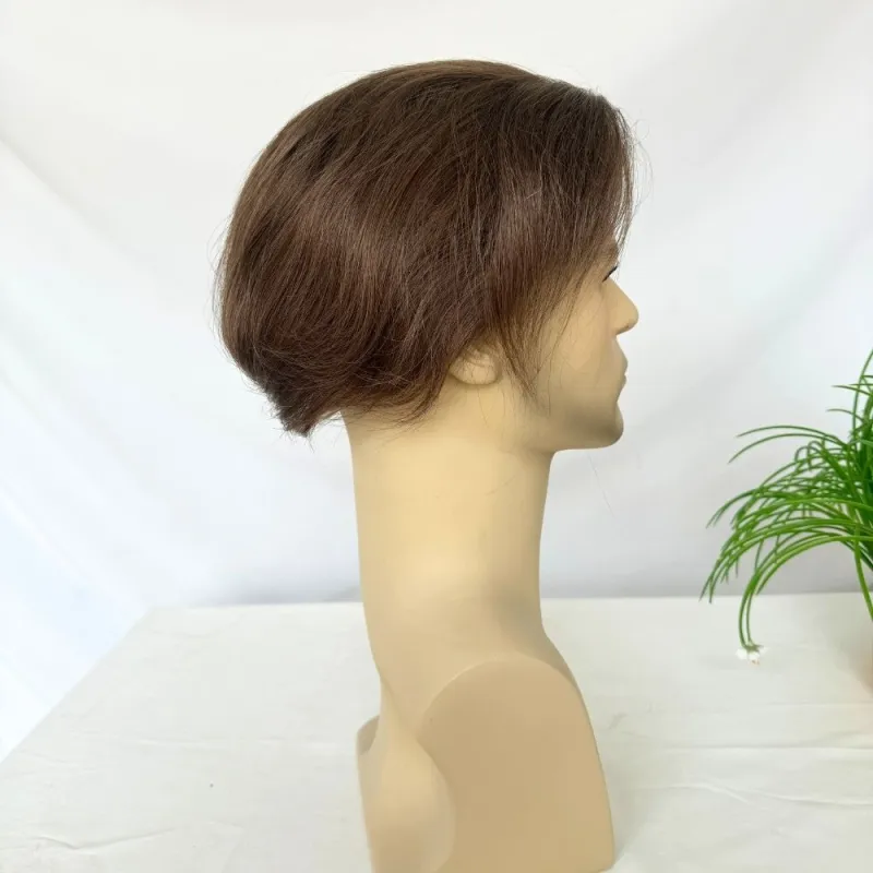 Toupee 100% Human Hair Super Swiss Lace European  Hair Mono Lace with PU Hairpiece Replacement System for Men 8X10 Inch