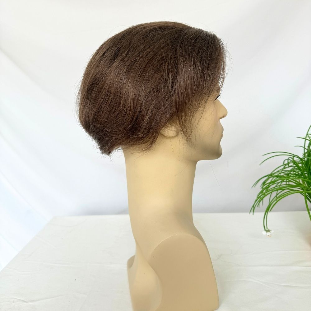 Toupee 100% Human Hair Super Swiss Lace European  Hair Mono Lace with PU Hairpiece Replacement System for Men 8X10 Inch