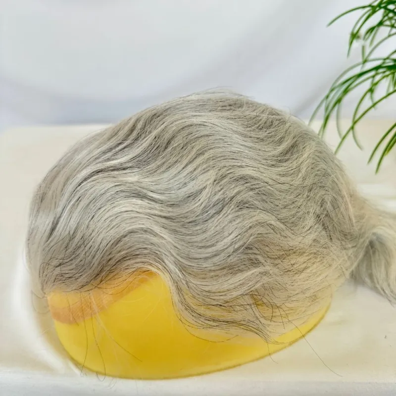 Toupee 100% Human Hair Super Swiss Lace European  Hair Mono Lace with PU Hairpiece Replacement System for Men 8X10 Inch