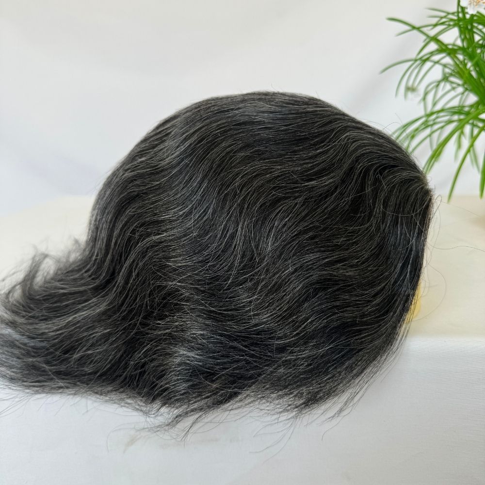 Toupee 100% Human Hair Super Swiss Lace European  Hair Mono Lace with PU Hairpiece Replacement System for Men 8X10 Inch