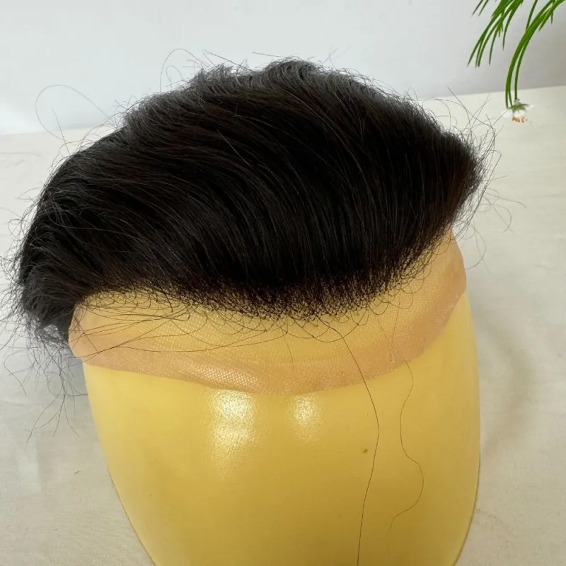 Toupee 100% Human Hair Super Swiss Lace European  Hair Mono Lace with PU Hairpiece Replacement System for Men 8X10 Inch