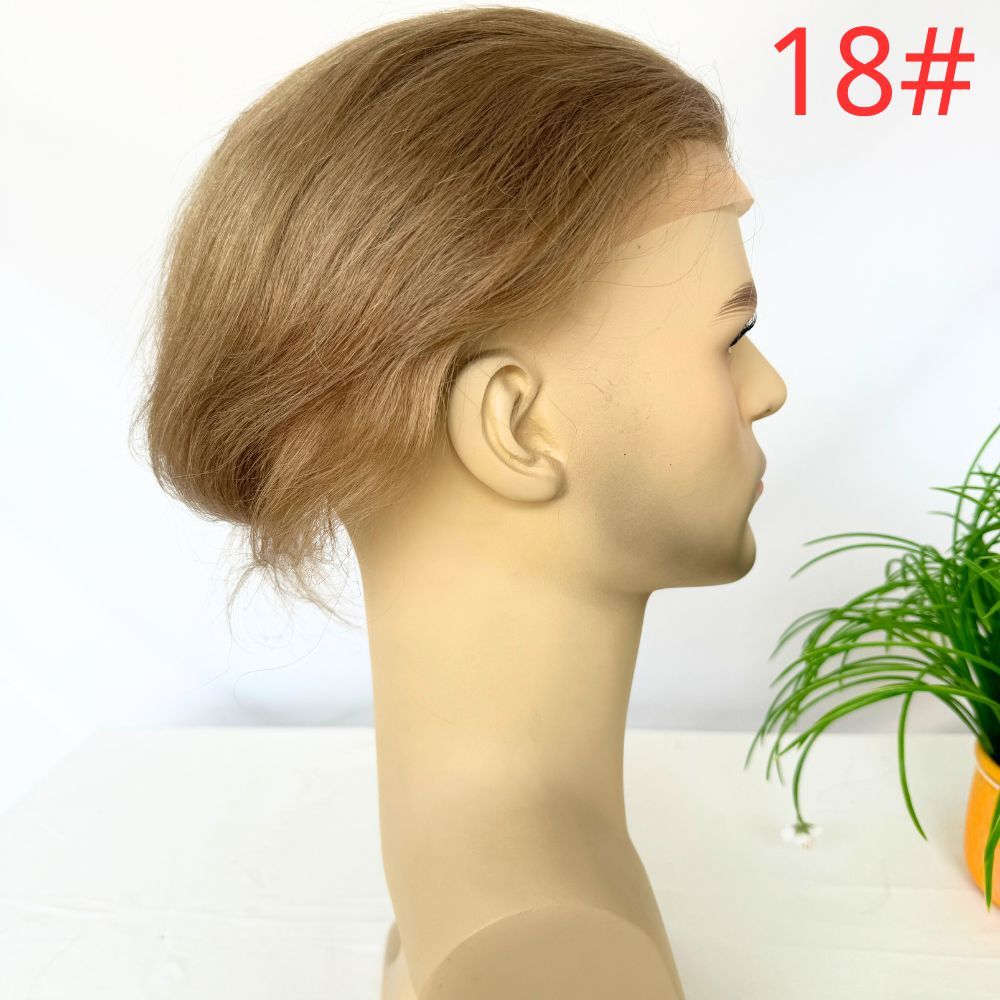 Toupee 100% Human Hair Super Swiss Lace European  Hair Mono Lace with PU Hairpiece Replacement System for Men 8X10 Inch