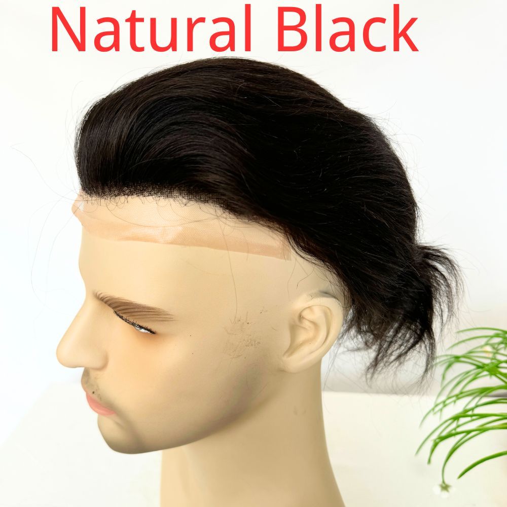 Toupee 100% Human Hair Super Swiss Lace European  Hair Mono Lace with PU Hairpiece Replacement System for Men 8X10 Inch