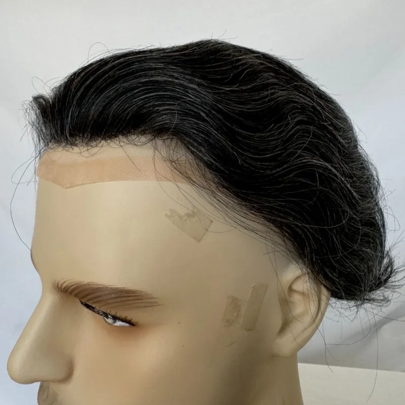 Toupee 100% Human Hair Super Swiss Lace European  Hair Mono Lace with PU Hairpiece Replacement System for Men 8X10 Inch