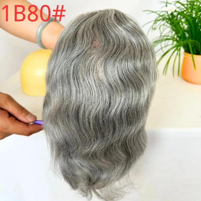 Toupee 100% Human Hair Super Swiss Lace European  Hair Mono Lace with PU Hairpiece Replacement System for Men 8X10 Inch