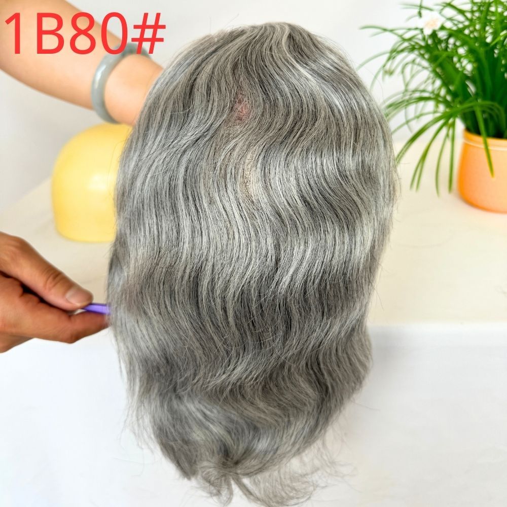 Toupee 100% Human Hair Super Swiss Lace European  Hair Mono Lace with PU Hairpiece Replacement System for Men 8X10 Inch