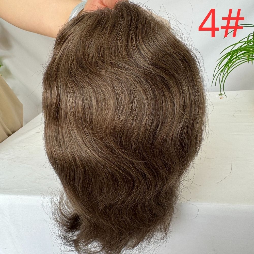 Toupee 100% Human Hair Super Swiss Lace European  Hair Mono Lace with PU Hairpiece Replacement System for Men 8X10 Inch