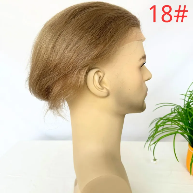 Toupee 100% Human Hair Super Swiss Lace European  Hair Mono Lace with PU Hairpiece Replacement System for Men 8X10 Inch