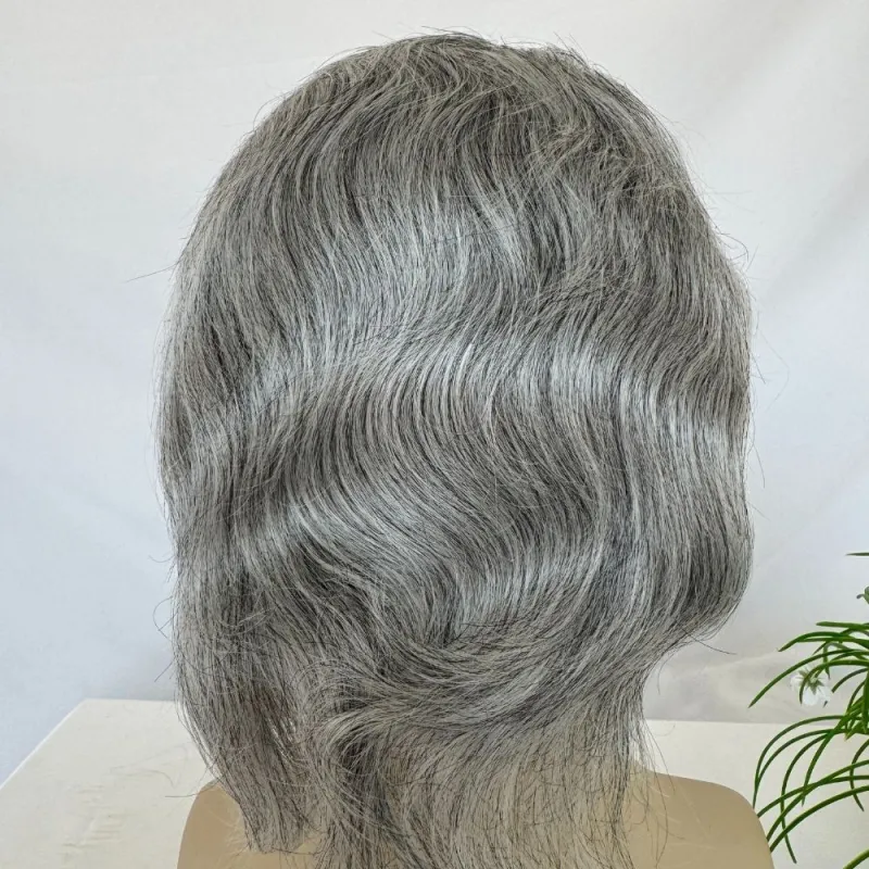 Toupee 100% Human Hair Super Swiss Lace European  Hair Mono Lace with PU Hairpiece Replacement System for Men 8X10 Inch