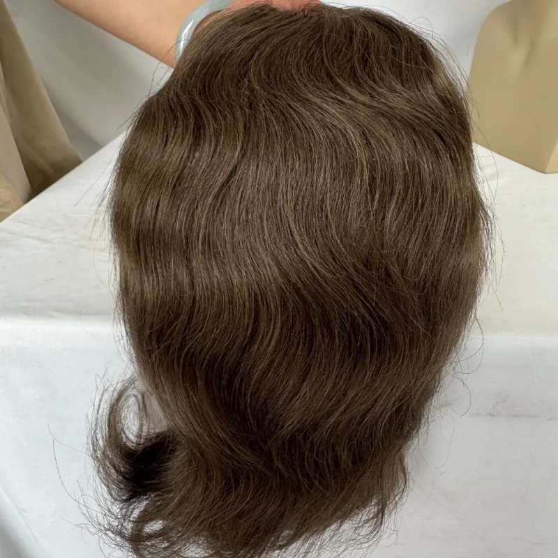Toupee 100% Human Hair Super Swiss Lace European  Hair Mono Lace with PU Hairpiece Replacement System for Men 8X10 Inch